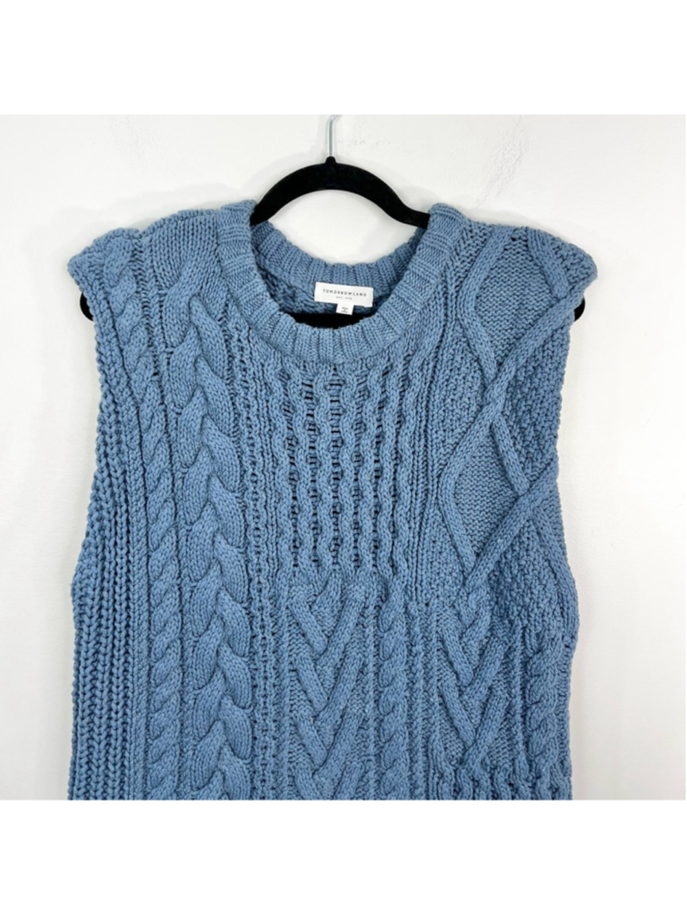Tomorrowland Japan wool blend chunky cable knit oversized SAMPLE sweater vest S - Picture 6 of 16